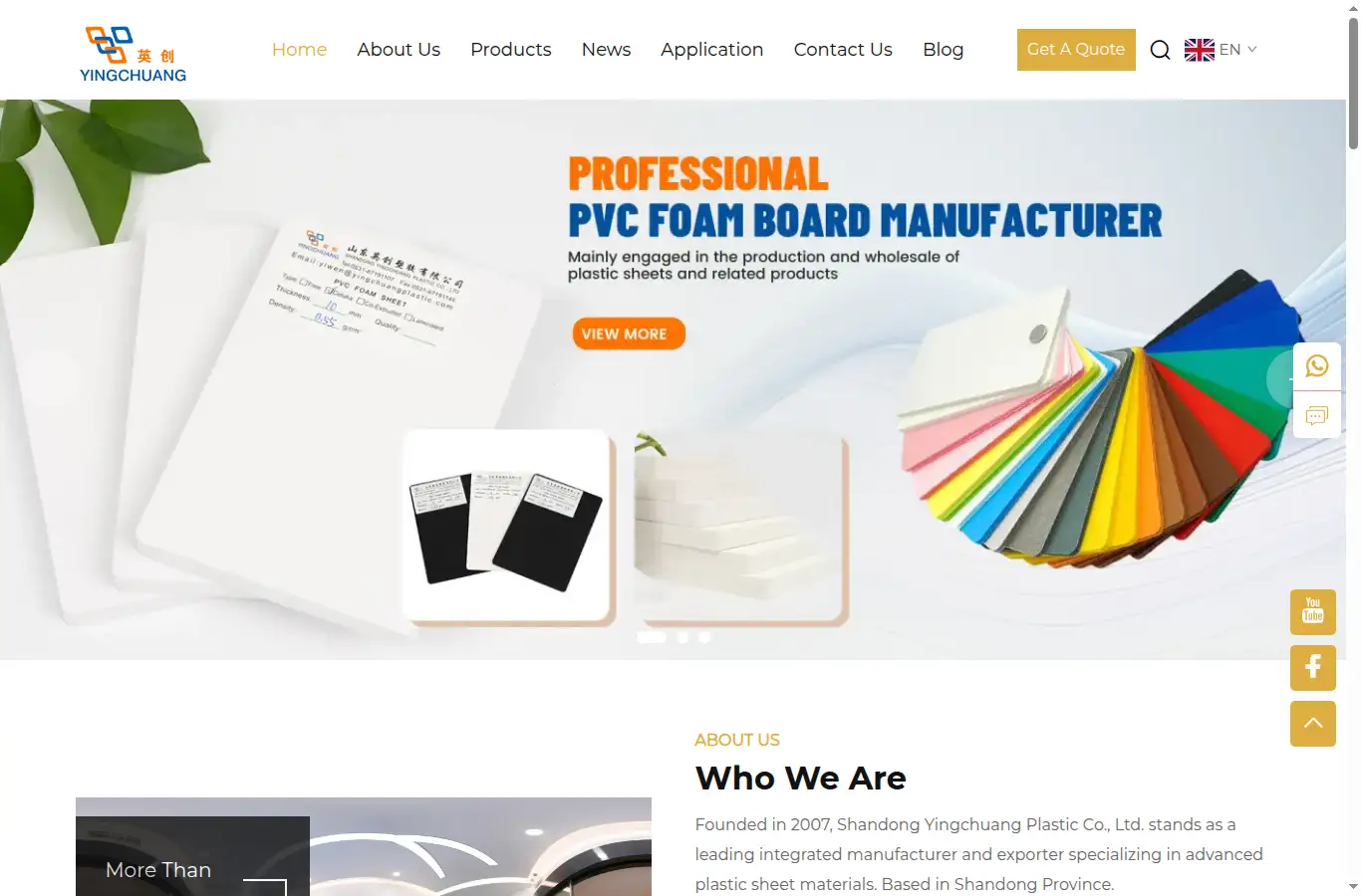 yingchuangplastic.com homepage screenshot