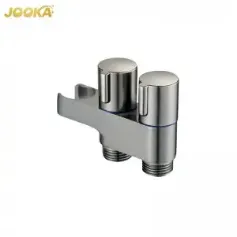 Gun Gray Brushed 1 in 2 out Angle Valve Wall Mounted Double Handle Angle Stop Valve Washer Toilet