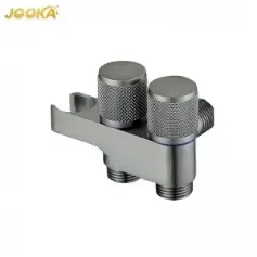 Brushed Nickel Dual Handle Water Angle Stop Valve Washing Machine Bathroom Multi Function Stop Valves