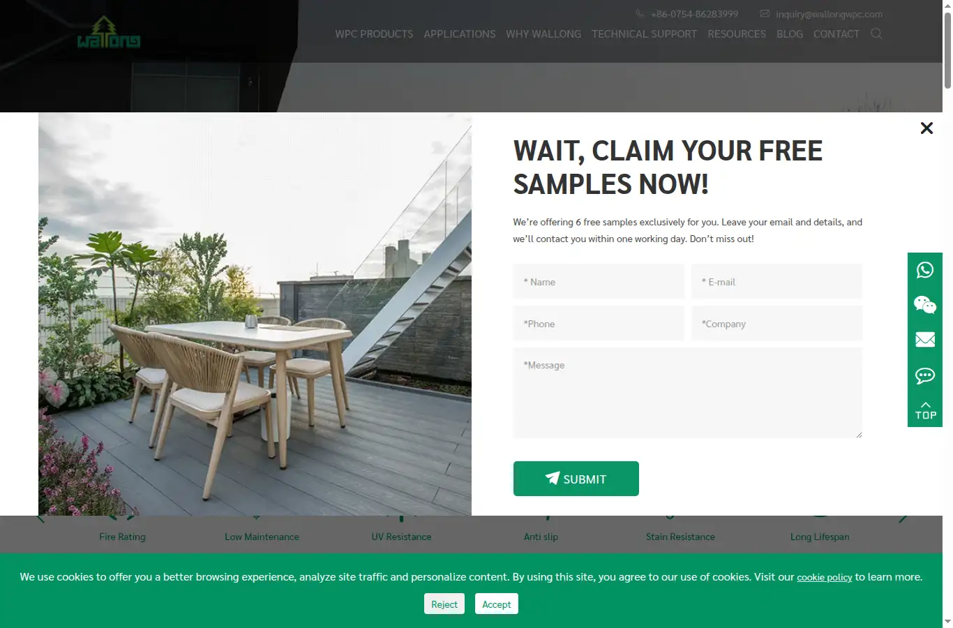 wallong-wpc.com homepage screenshot