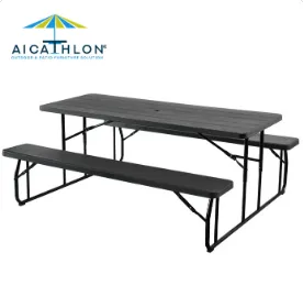 6FT Plastic Picnic Table Folding Garden Outdoor Wooden Effect Table Set Factory