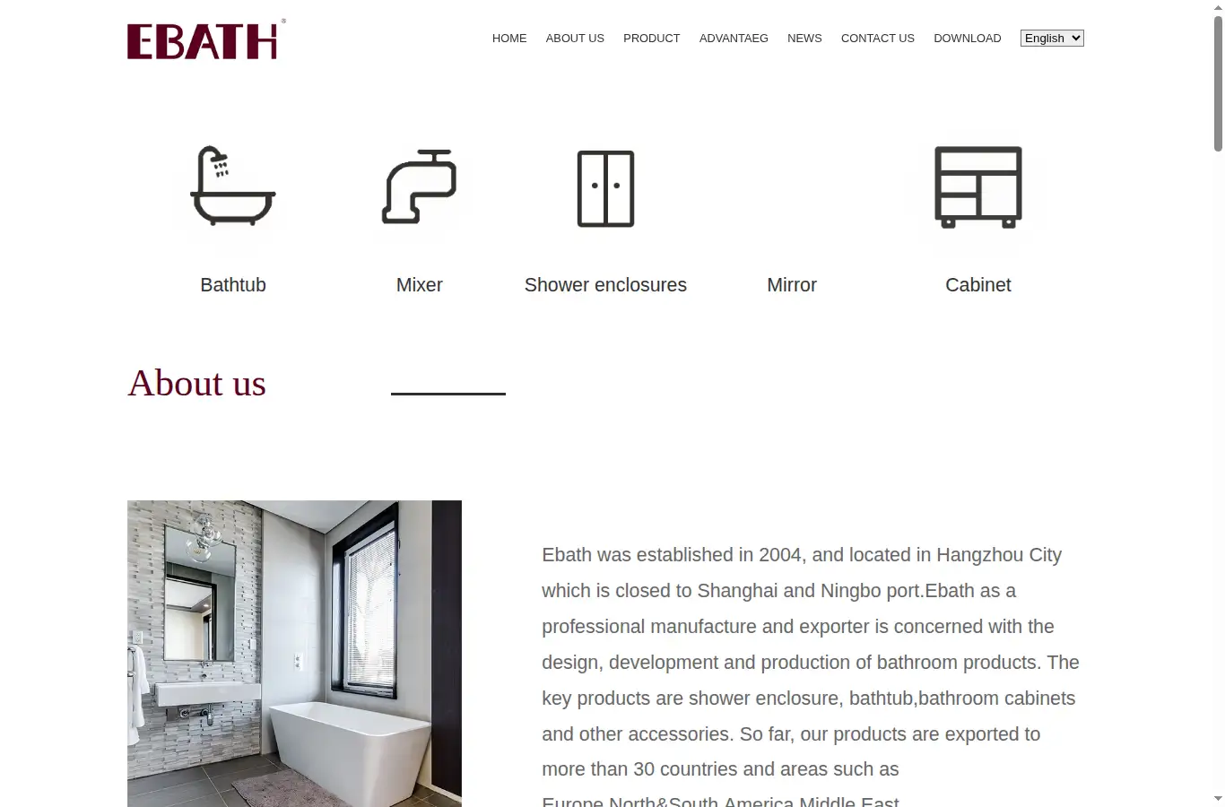 ebath-bathroom.com homepage screenshot