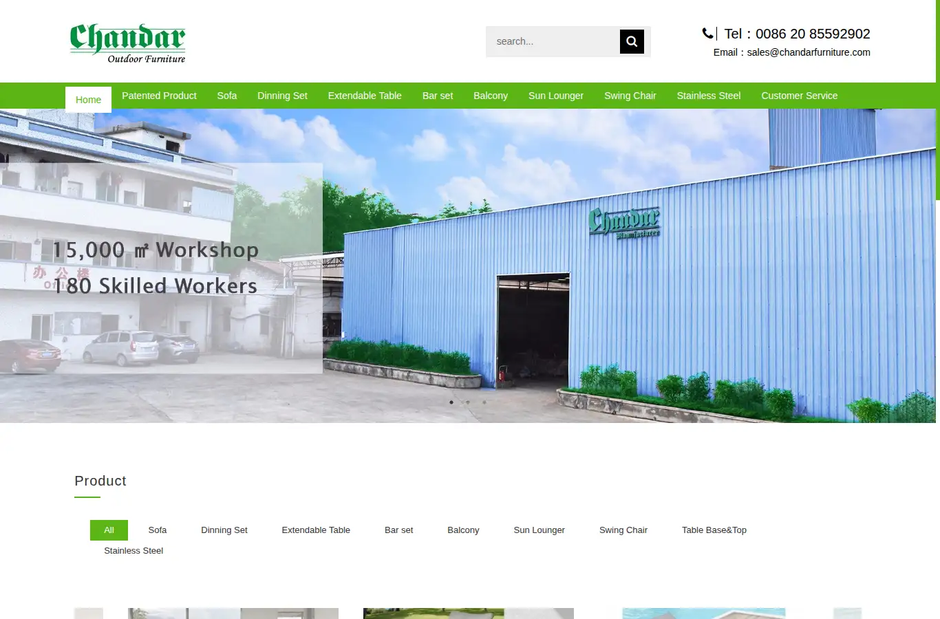 chandarfurniture.com homepage screenshot