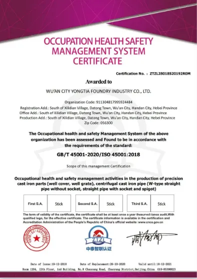 Occupational Health and Safety Management system certification