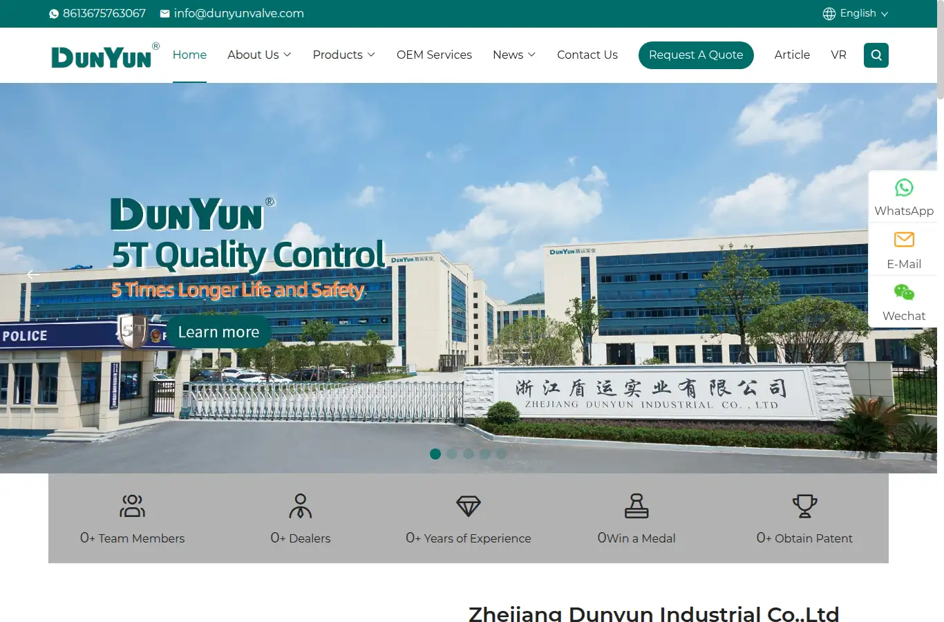 dunyunvalve.com homepage screenshot