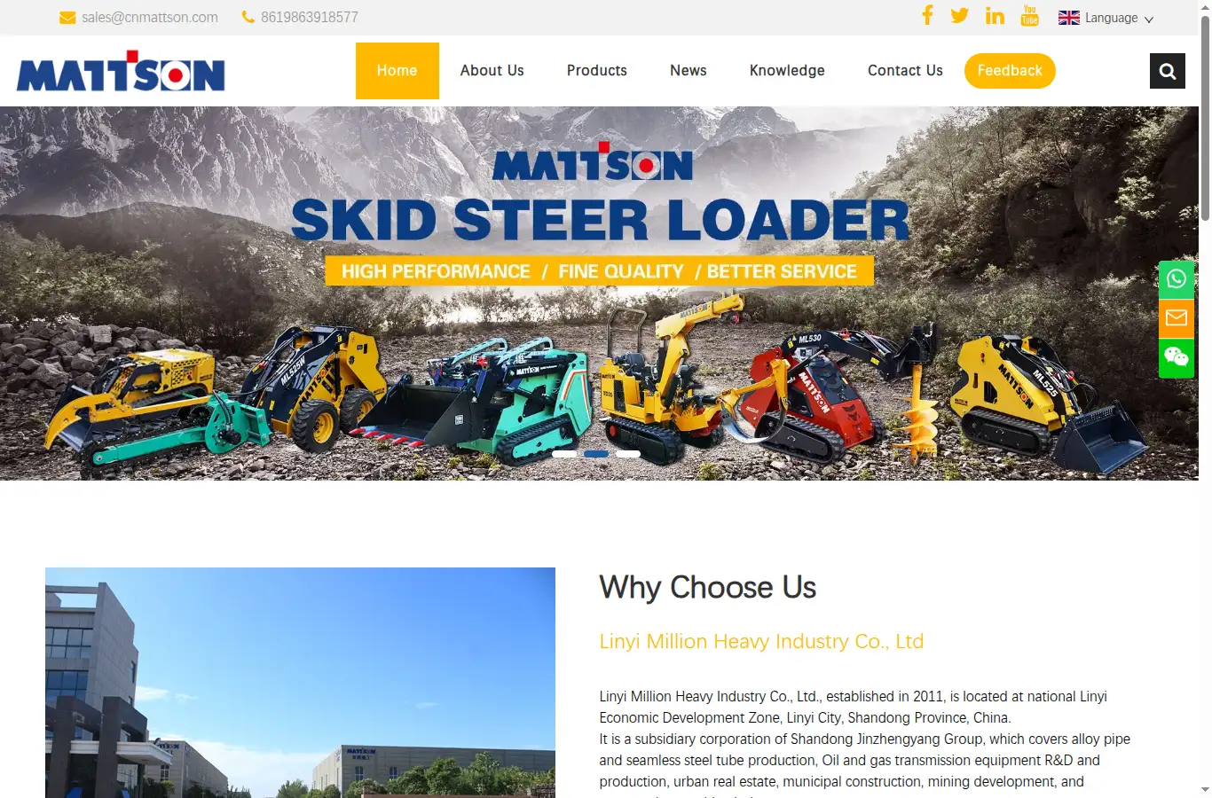 mattsonloader.com homepage screenshot