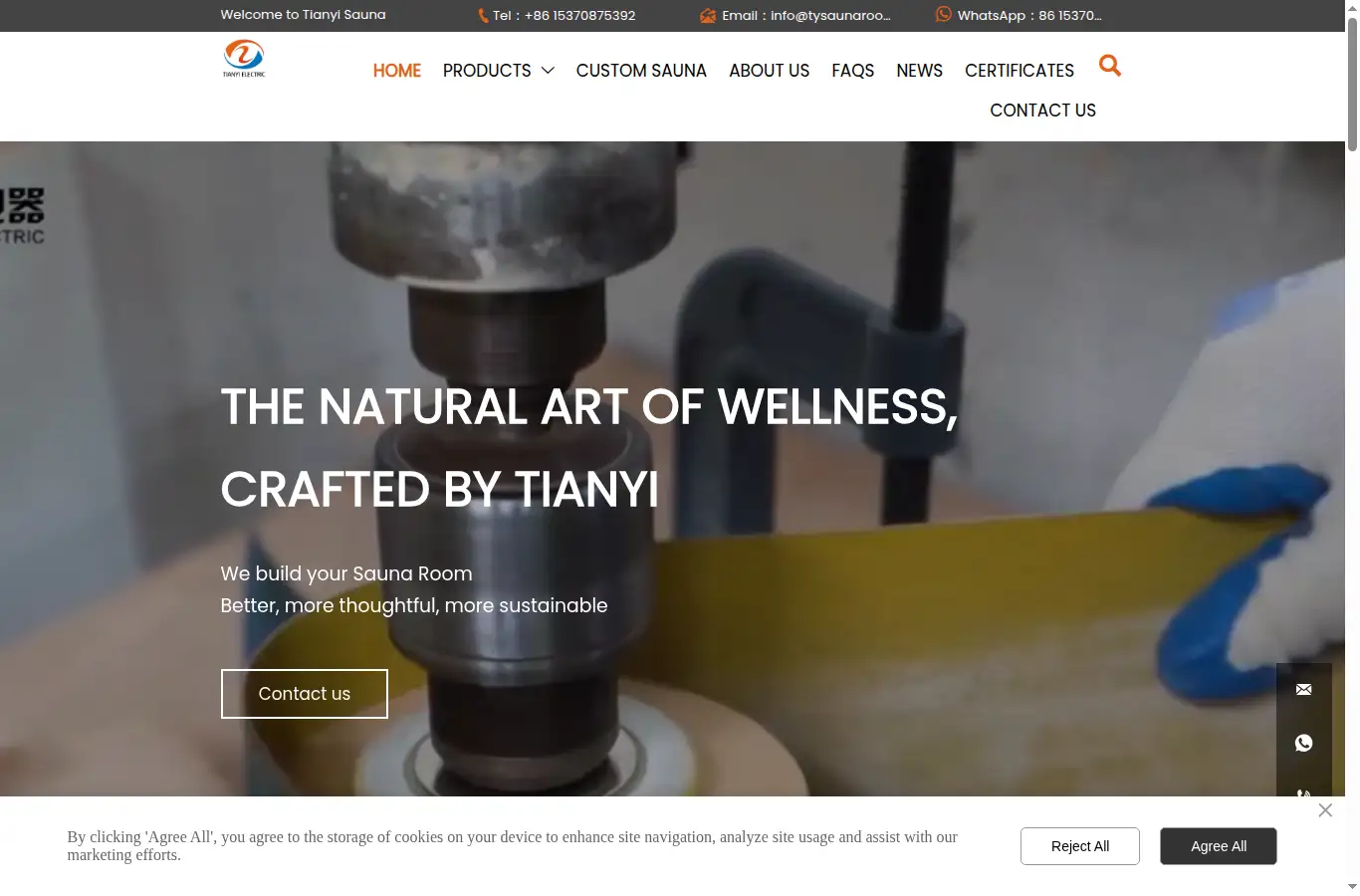 tysaunaroom.com homepage screenshot