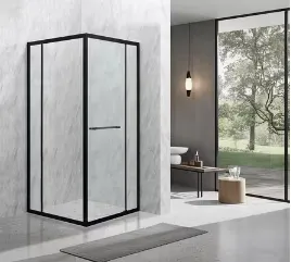 quality 6/8mm Tempered Glass And Alum Frame Black Square Shower Enclosure Modern factory