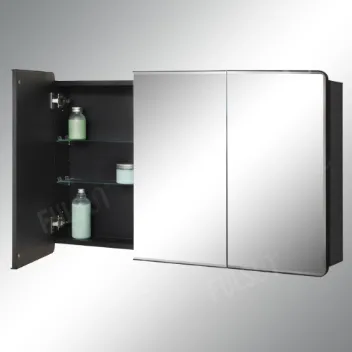 Tri-view Round Corner Framed Metal Mirror Cabinet