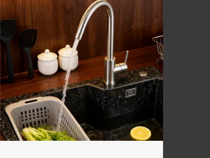 This sleek kitchen faucet is a stellar blend of style and practicality, making it a standout addition to any modern kitc