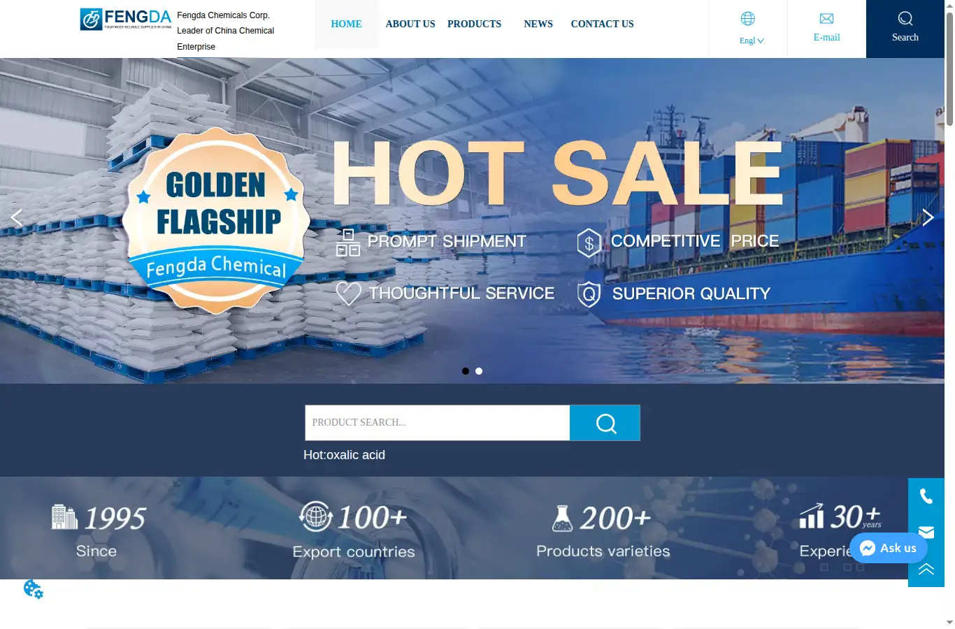 fengdachem.com homepage screenshot