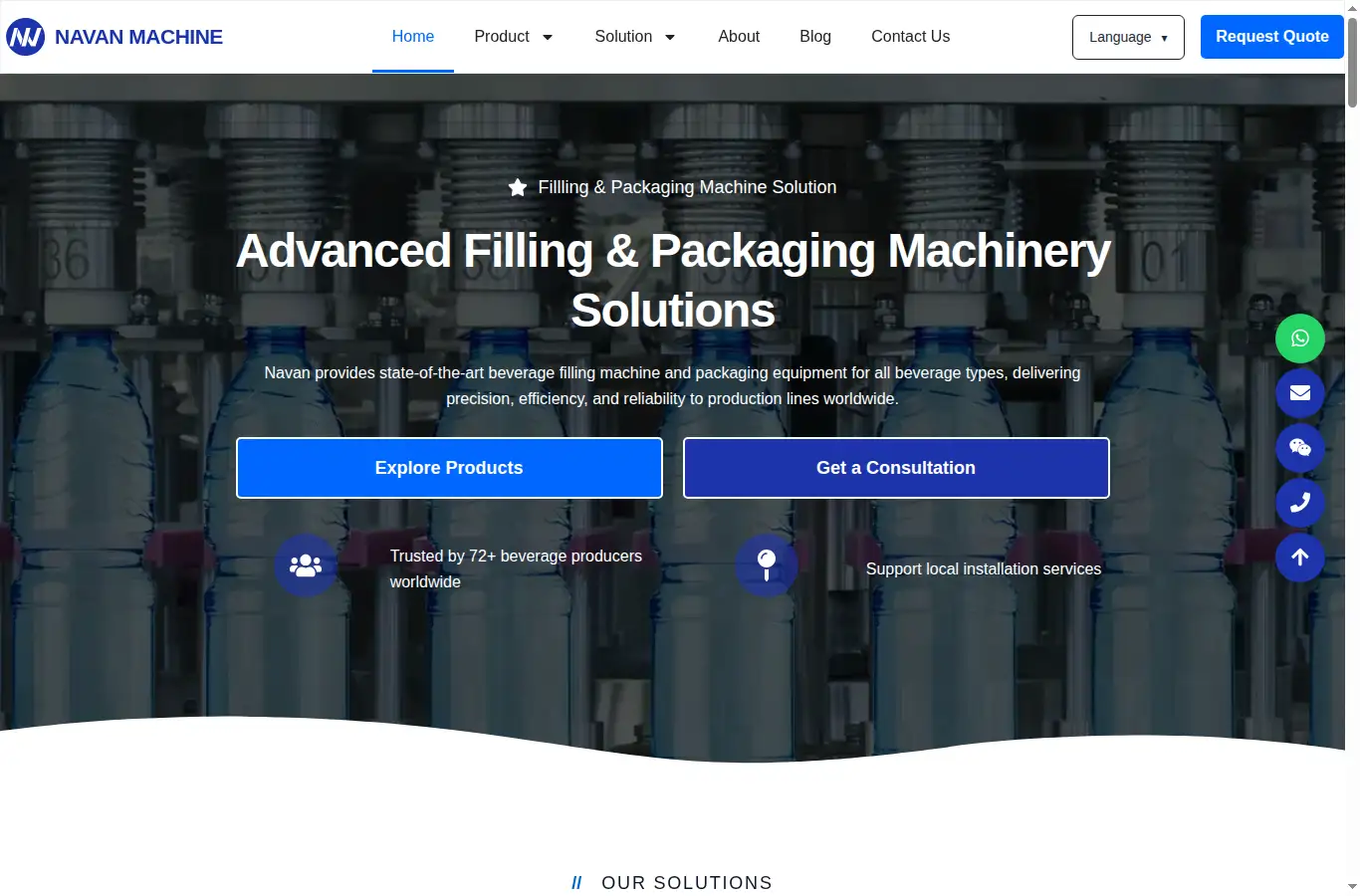 navanfillingmachine.com homepage screenshot