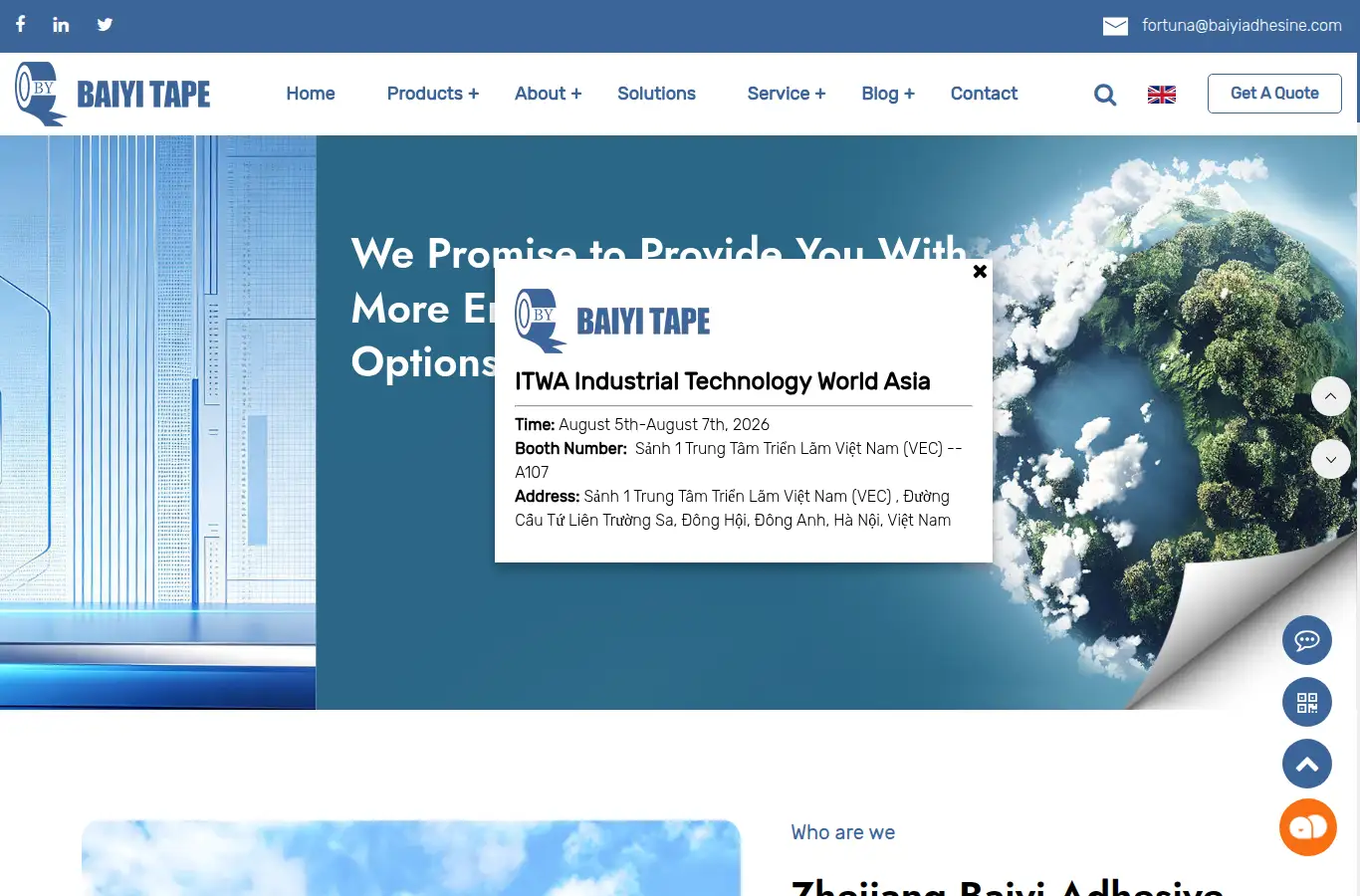 baiyiadhesive.com homepage screenshot