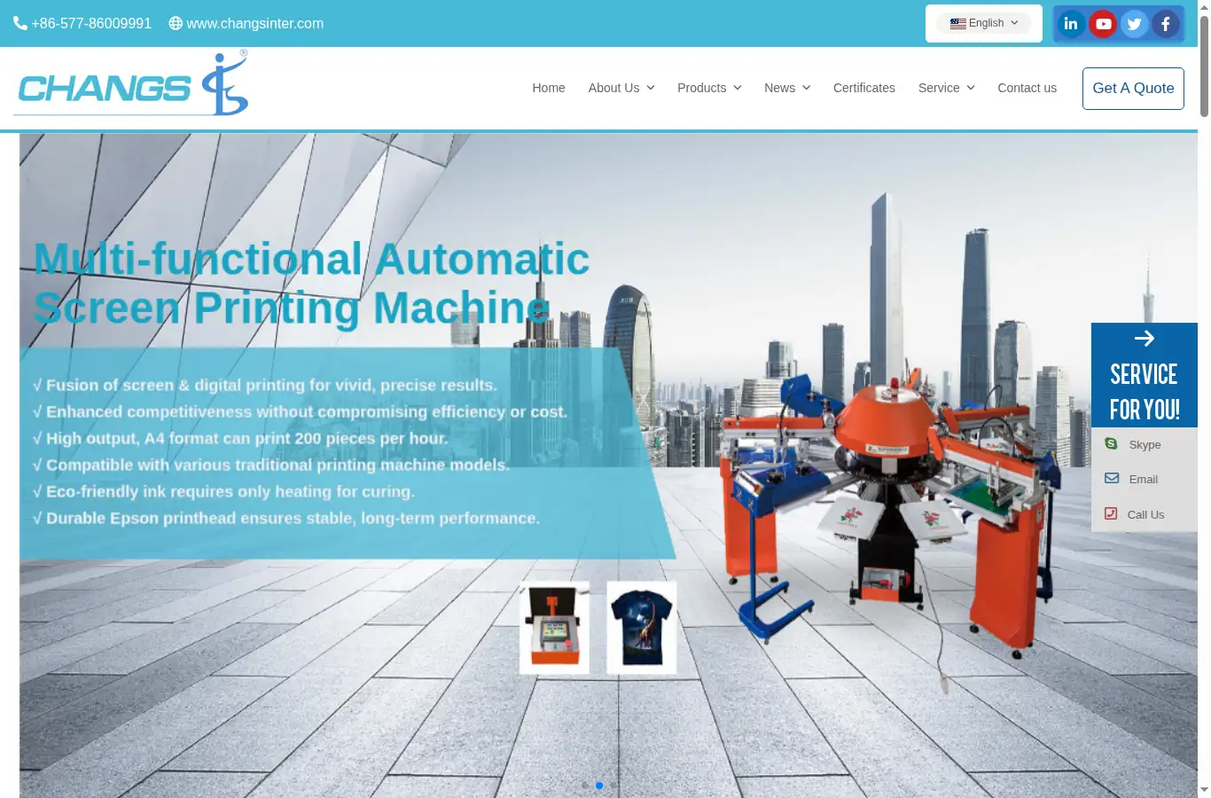changsinter.com homepage screenshot