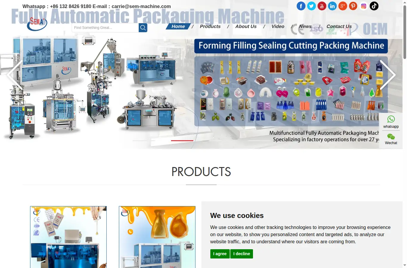 sem-machinery.com homepage screenshot
