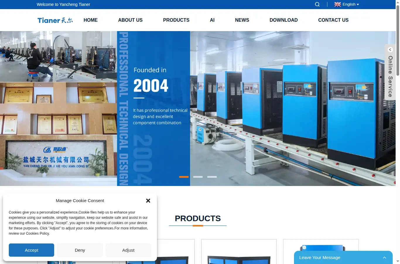 yctrairdryer.com homepage screenshot