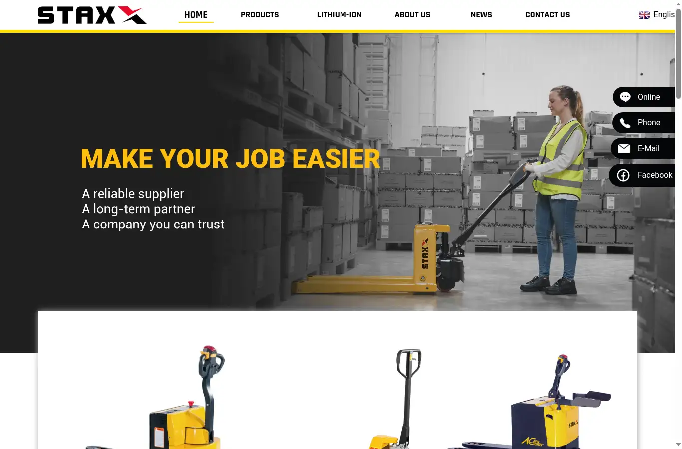 staxxforklift.com homepage screenshot