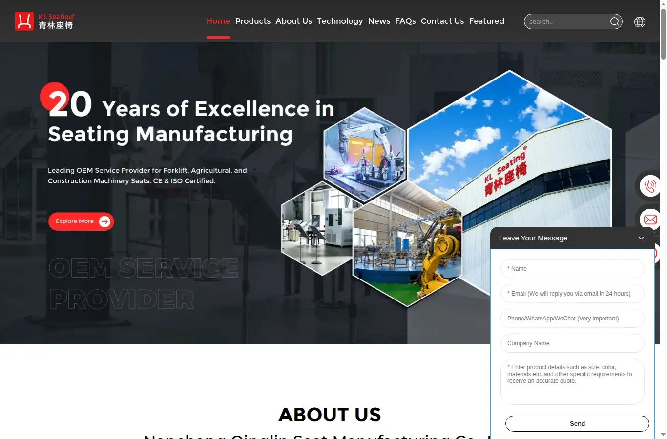 klseating.com homepage screenshot