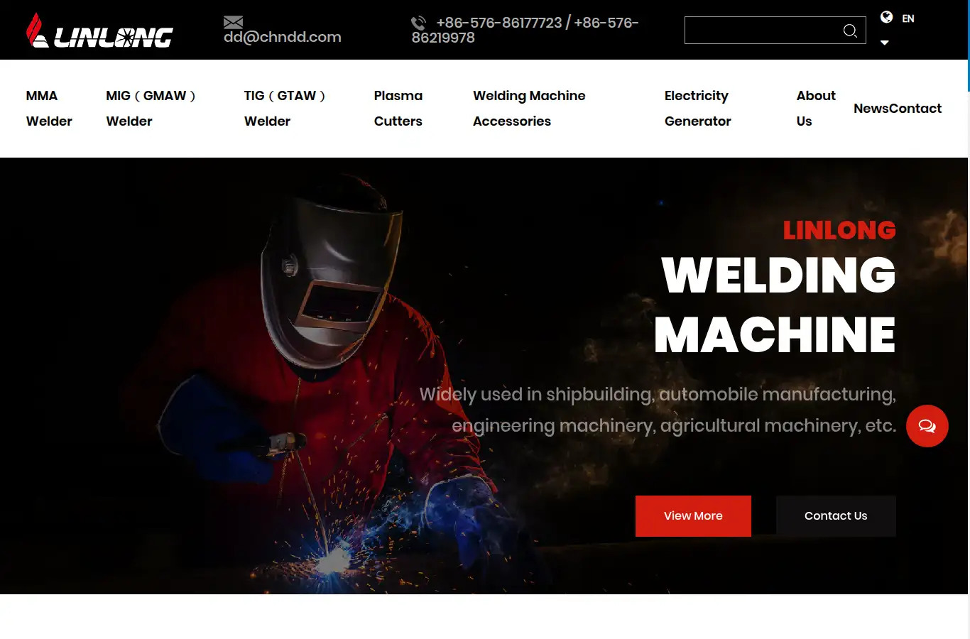 linlongwelding.com homepage screenshot