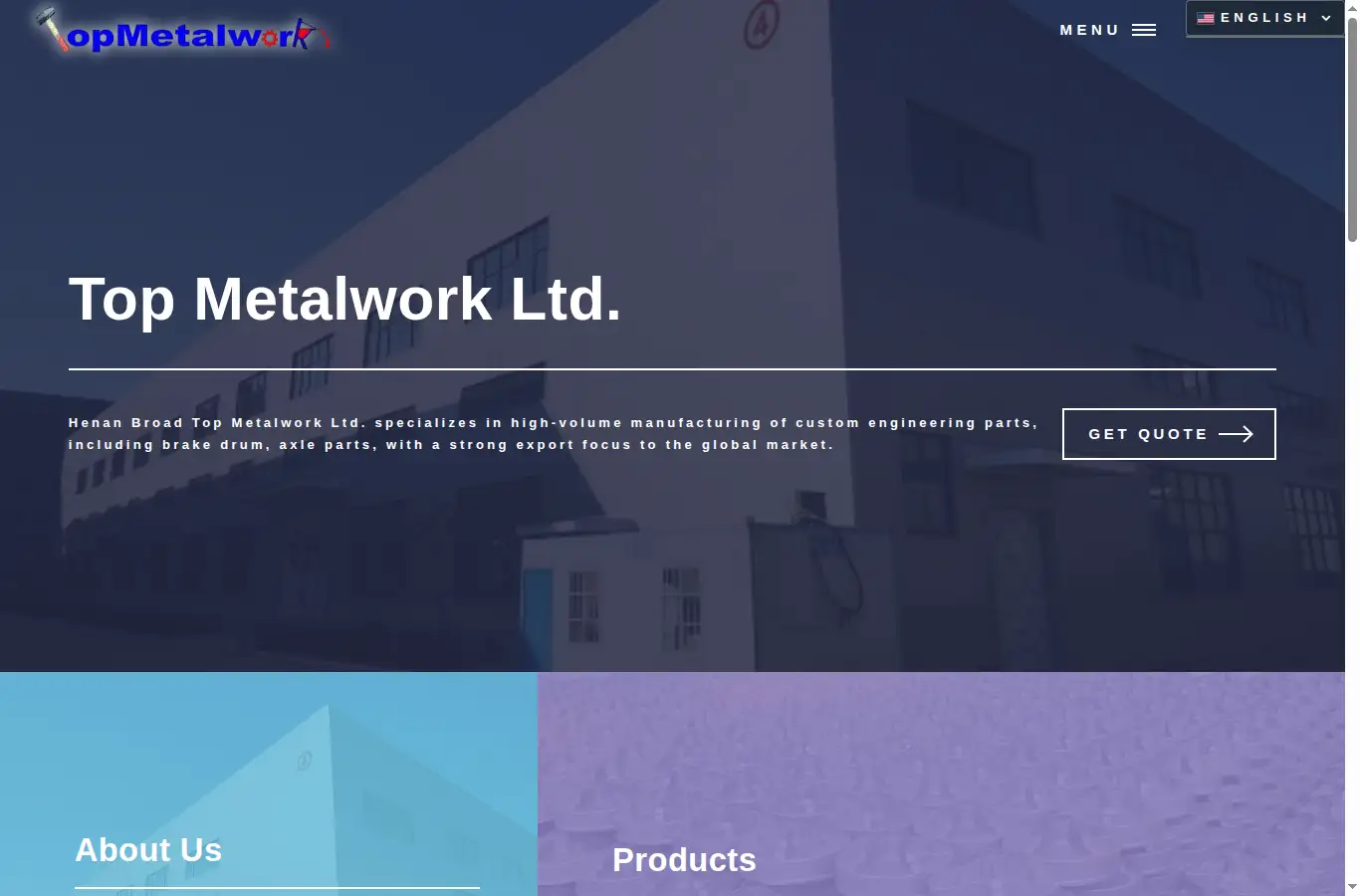 topmetalwork.com homepage screenshot