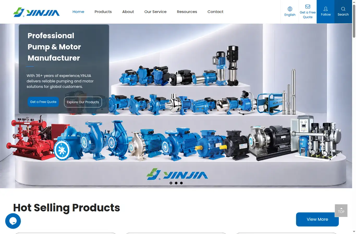 yinjiapump.com homepage screenshot