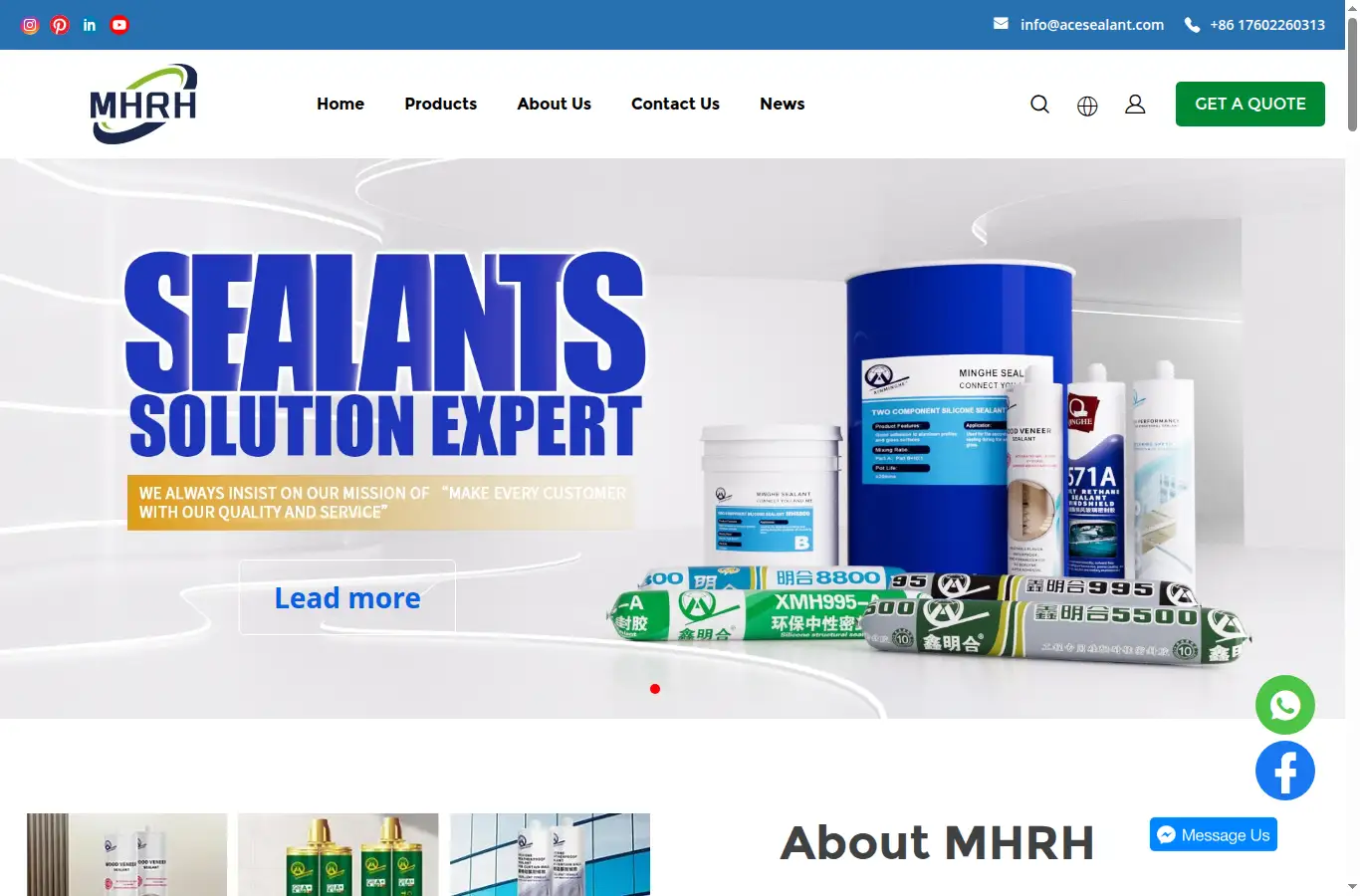 acesealant.com homepage screenshot