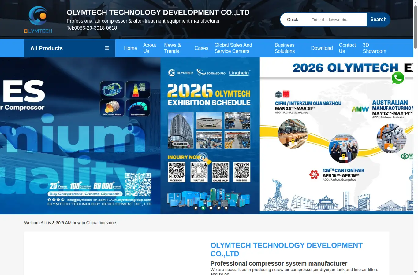 olymtech-cn.com homepage screenshot
