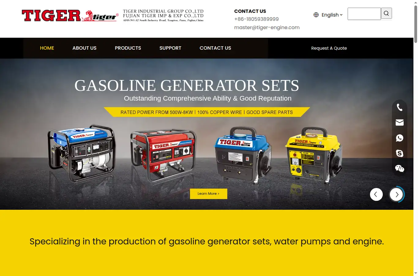 tiger-engine.com homepage screenshot