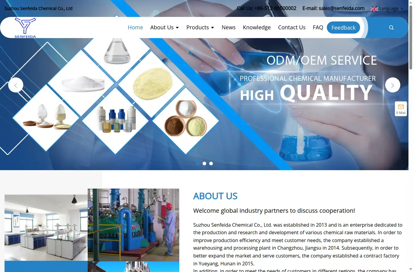 sfdchem.com homepage screenshot