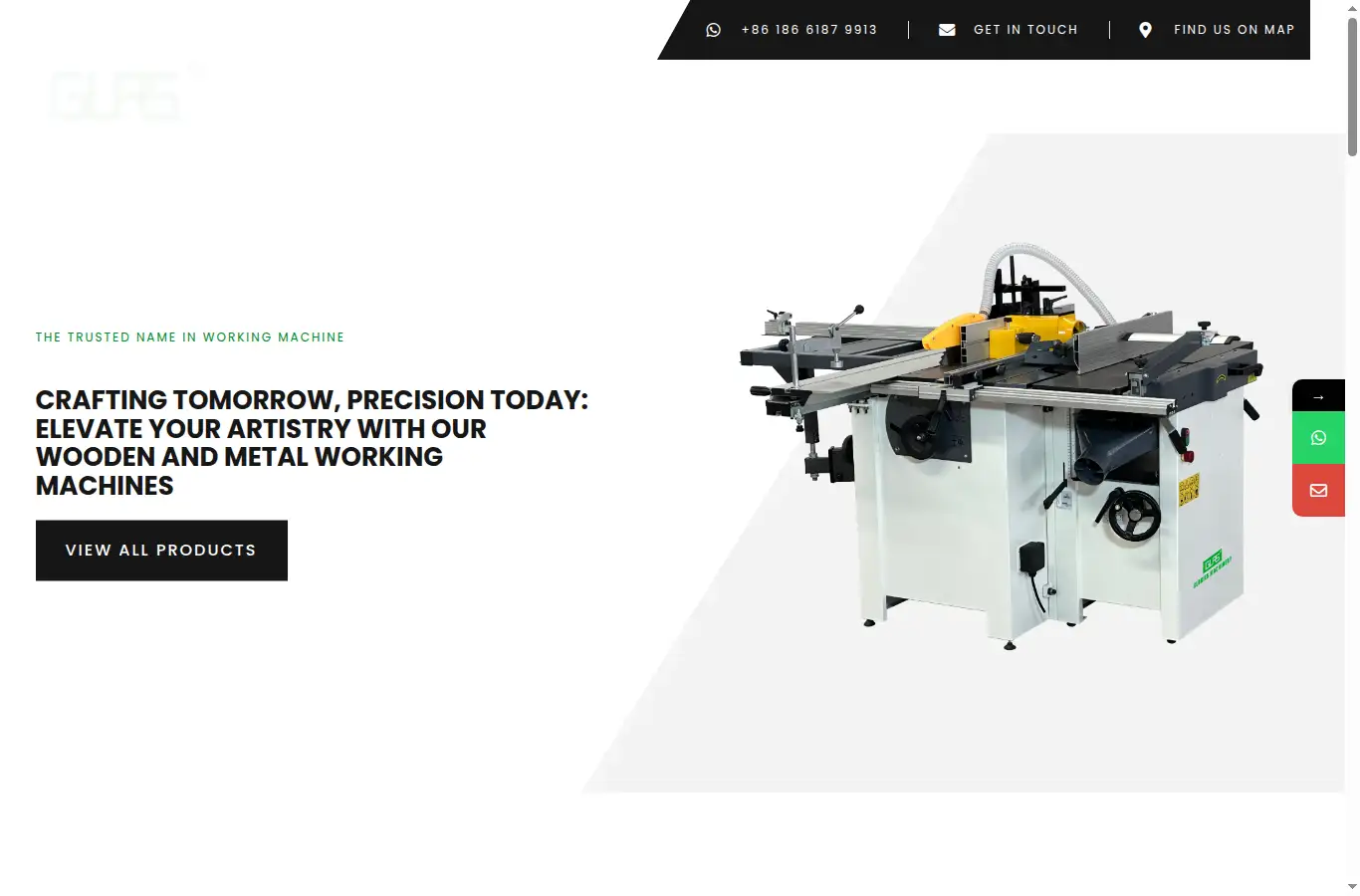 gloriesmachinery.com homepage screenshot