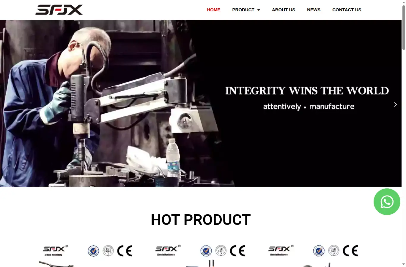 sfjxmachinery.com homepage screenshot