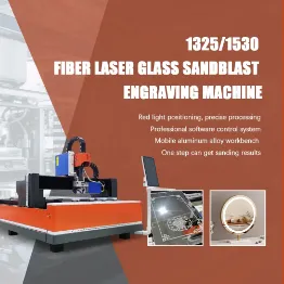 1325 1530 Fiber Laser Glass Sandblast Engraving Machine with Red Light Positioning Precise Processing one-time paint rem