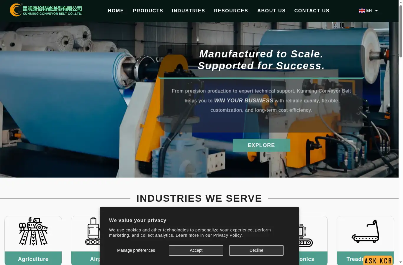 kmbelt.com.cn homepage screenshot