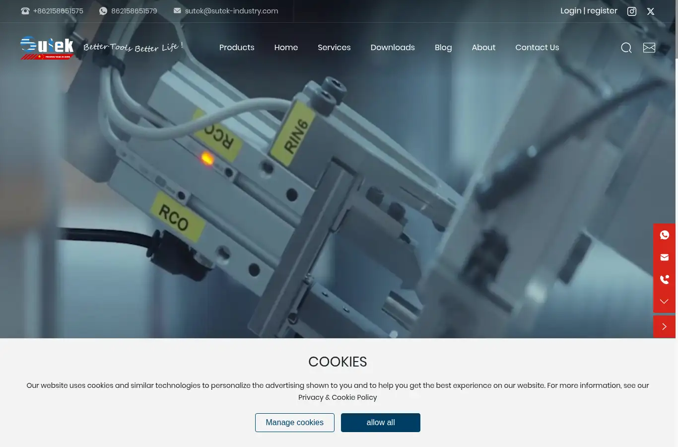 sutek-industry.com homepage screenshot