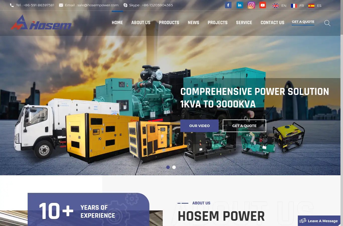 hosempower.com homepage screenshot
