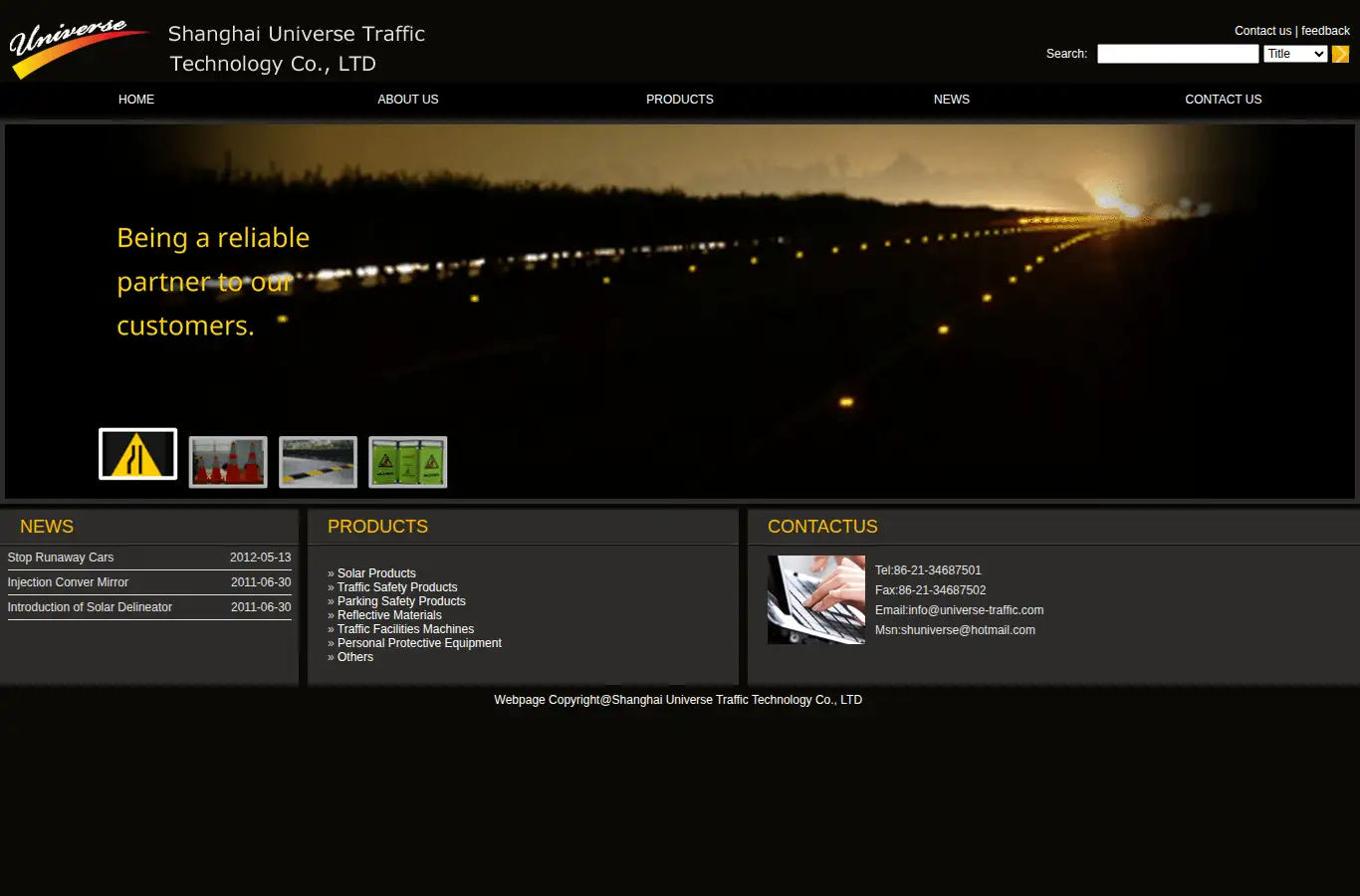universe-traffic.com homepage screenshot
