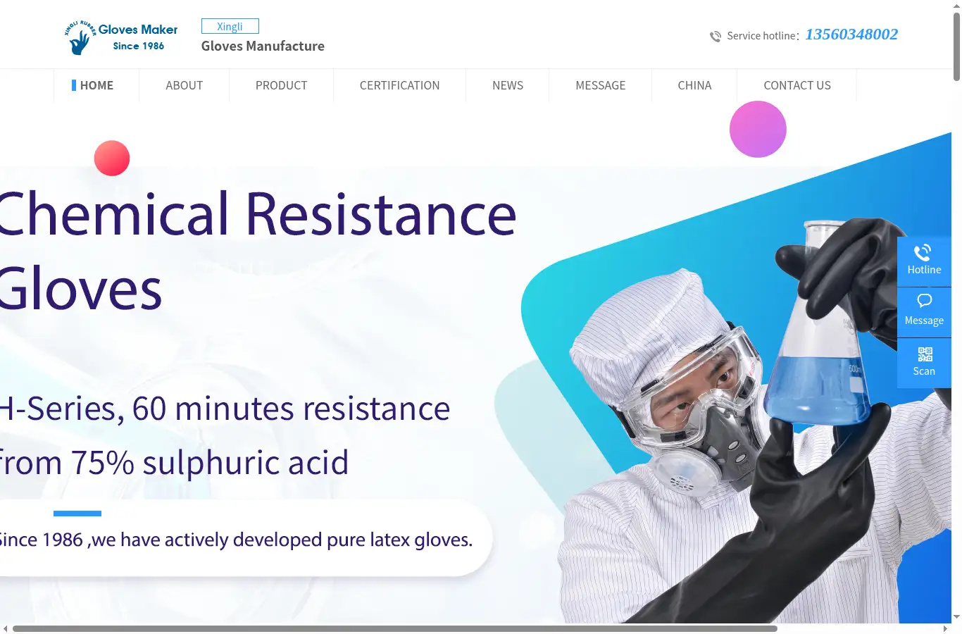 xlgloves.com homepage screenshot