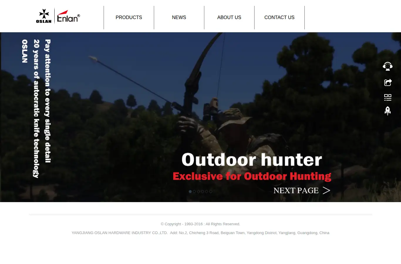 enlanknives.com homepage screenshot