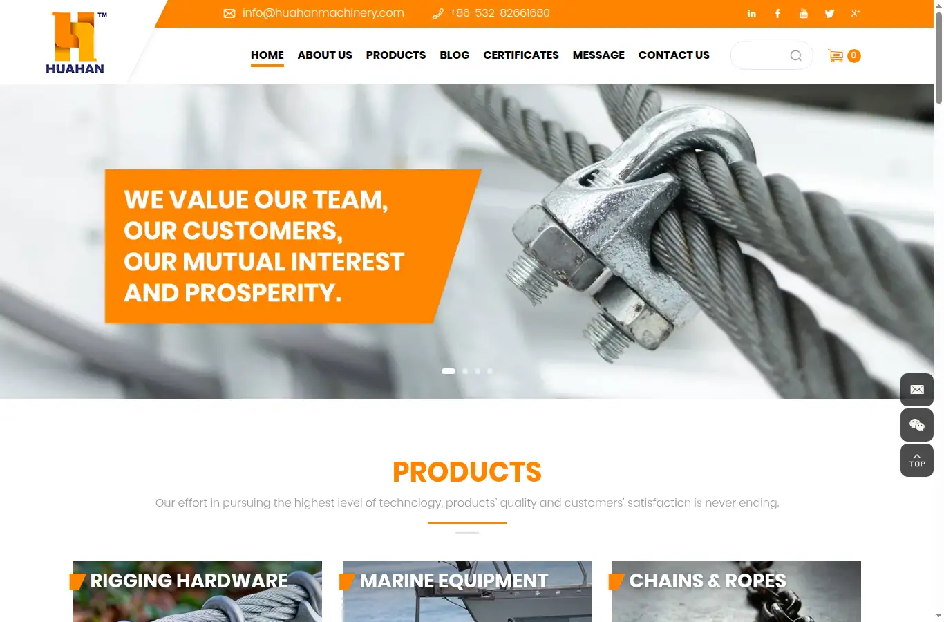 huahanmachinery.com homepage screenshot
