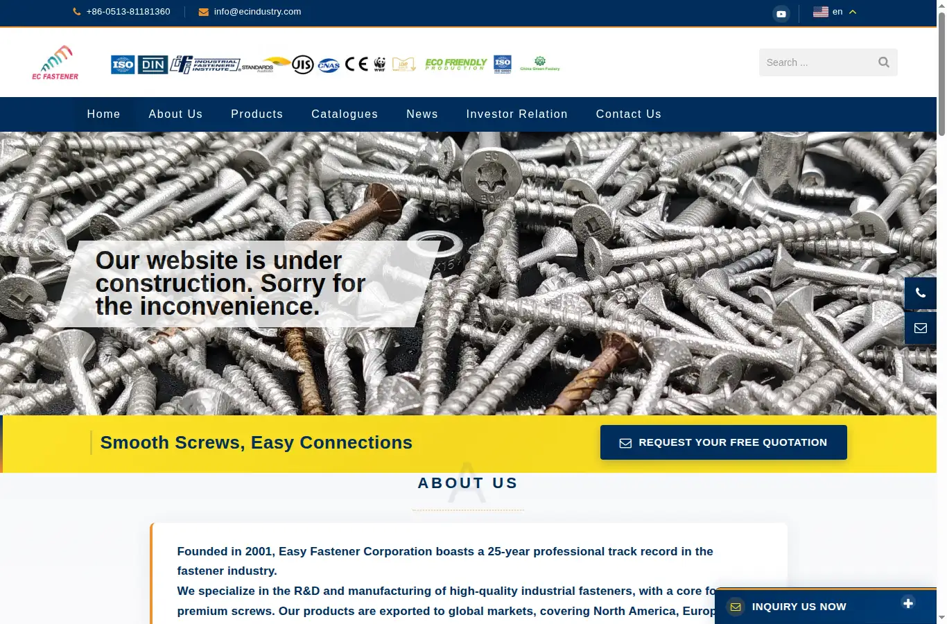 ecindustry.com homepage screenshot