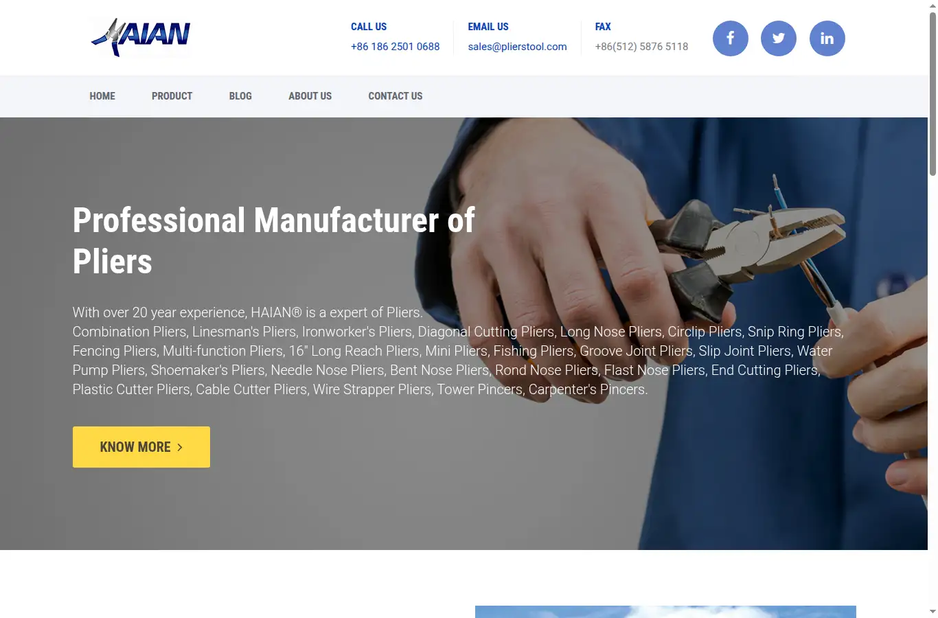 plierstool.com homepage screenshot