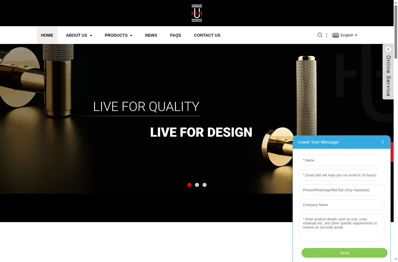 unihandleco.com homepage screenshot