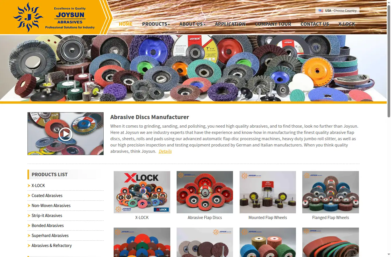 joysunabrasives.com homepage screenshot