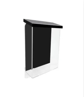 01010110 Wall Mounted Plastic Mailbox | Transparent Clear Casing with Black Customizable Panel & Sloped Roof for Home, O