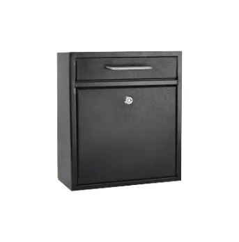 01010125 Wall Mounted Lockable Mailbox with Drawer | Black Powder-Coated Steel Post Box for Secure Mail & Small Item Sto