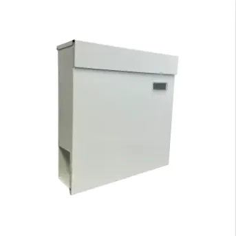 01010115 Wall Mounted Galvanized Steel Mailbox | Light Gray Powder-Coated Post Box with Bottom Parcel Chute & Viewing Wi