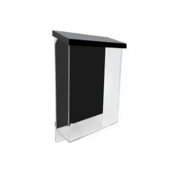 01010111 Wall Mounted Plastic Mailbox | Transparent Clear Casing with Black Customizable Panel & Sloped Roof for Home, O