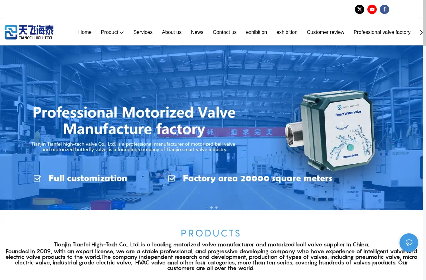 minimotorizedvalve.com homepage screenshot