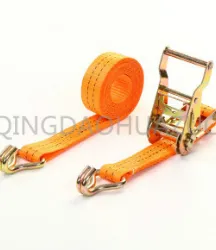 RATCHET TIE DOWN 38mm with double J hook , steel handle