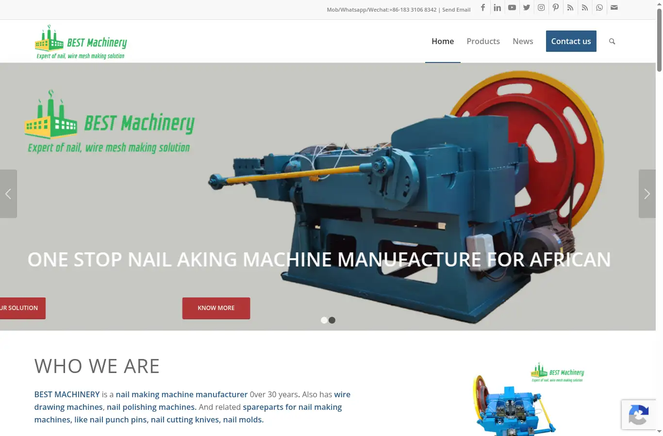 chinabestmachinery.com homepage screenshot